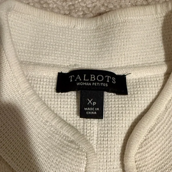 Talbots Woman Petites Cream Button-Up Sweater Cardigan - Picture 2 of 11